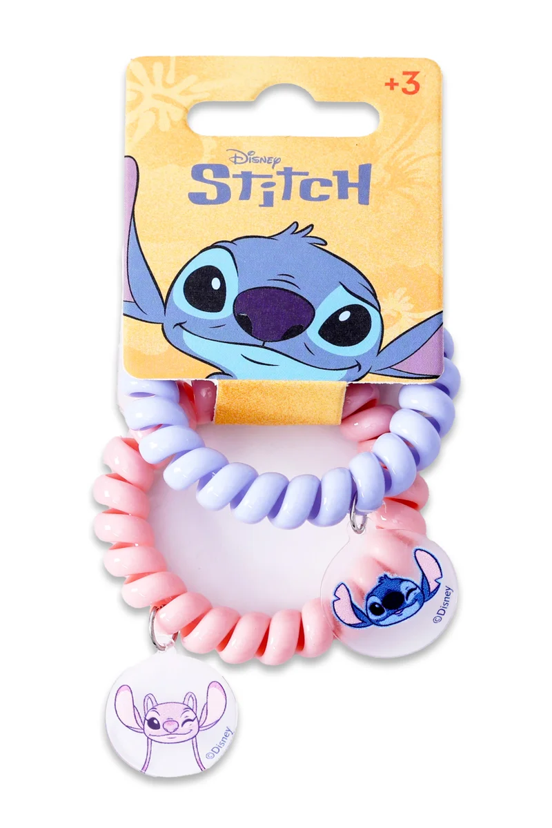 ديزني Disney - Stitch - Spiral Hair Ties With Round PVC Charms - Pack Of 2
