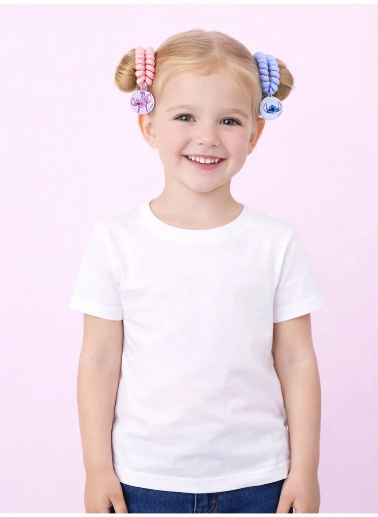 Disney  Disney - Stitch - Spiral Hair Ties With Round PVC Charms - Pack Of 2  | Best Price UAE