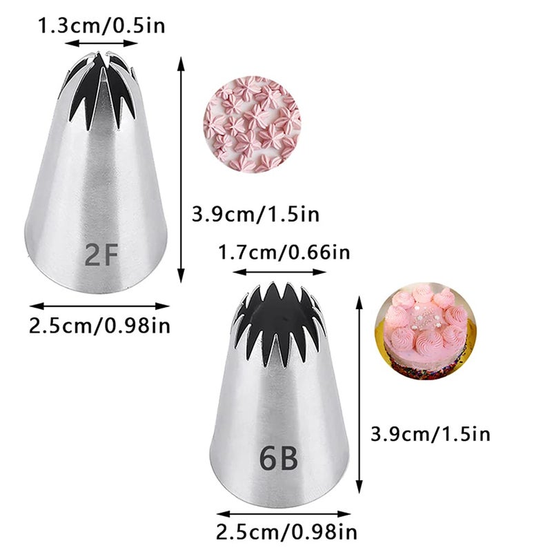 Bmaacye Large Icing Piping Tips Set for Cake Decorating,6 Decorating Tips Stainless Steel Pastry Tips,Flower Frosting Tips Nozzles,#1M 2A 2D 2F 6B 234 - Image 4