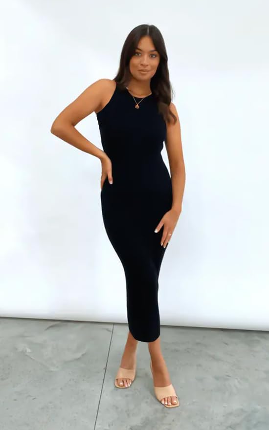Toochki Women's Black Spandex Solid Bodycon Western Dress | A line | Winter | Western | Latest | Trendy | Midi |One Piece - Image 2