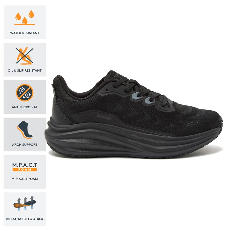 HI-TEC Resist SR Runner Mesh Black Non Slip Work Shoes for Women, Comfortable Water Resistant Womens Food Service Sneakers, Medium and Wide Width - Black, 9 Medium - Image 2