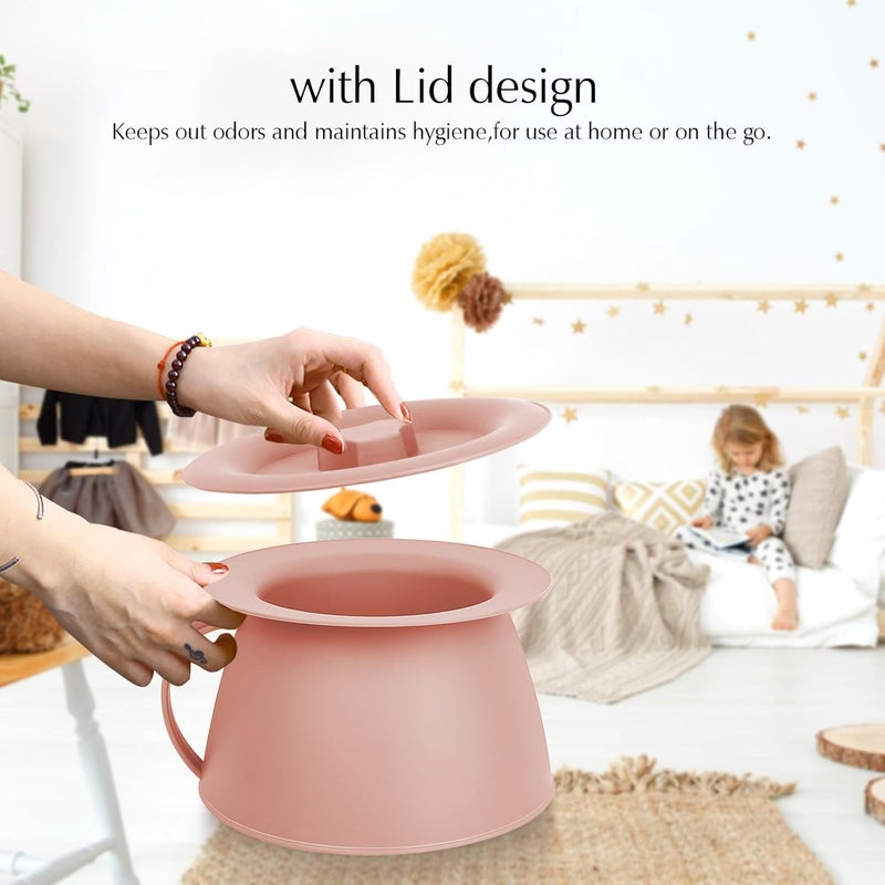 OOCOME وعاء غرفة المرحاض دلو بول زجاجة بول أواني المرحاض دلو بول بجانب السرير مع أغطية لمنع الروائح، مناسب للأطفال والنساء والرجال (وردي2) - Image 4