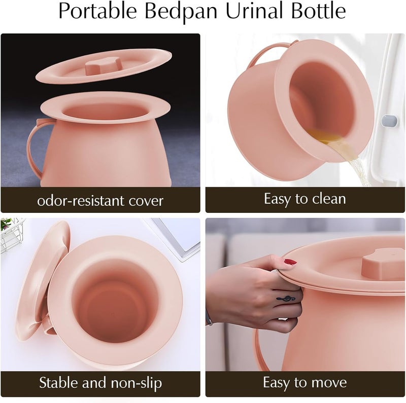 OOCOME وعاء غرفة المرحاض دلو بول زجاجة بول أواني المرحاض دلو بول بجانب السرير مع أغطية لمنع الروائح، مناسب للأطفال والنساء والرجال (وردي2) - Image 3