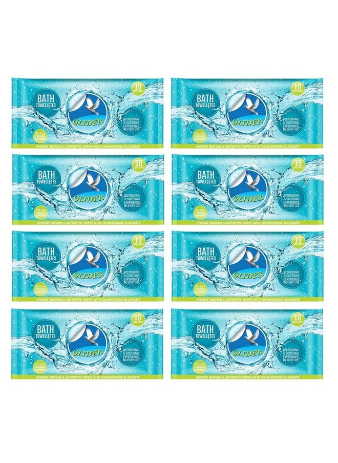 GLIDER - Bath Wipes For Adults | Large, Rinse Free Body Cleansing Wipes | Aloe Vera & Vitamins | Cleanse & Protect (Pack Of 8 (80 Count)) - Image 1