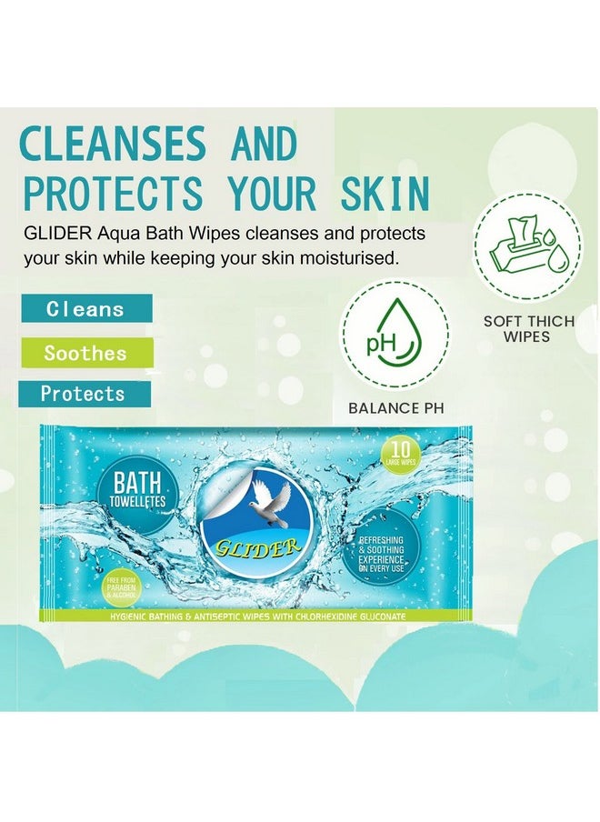GLIDER - Bath Wipes For Adults | Large, Rinse Free Body Cleansing Wipes | Aloe Vera & Vitamins | Cleanse & Protect (Pack Of 8 (80 Count)) - Image 1