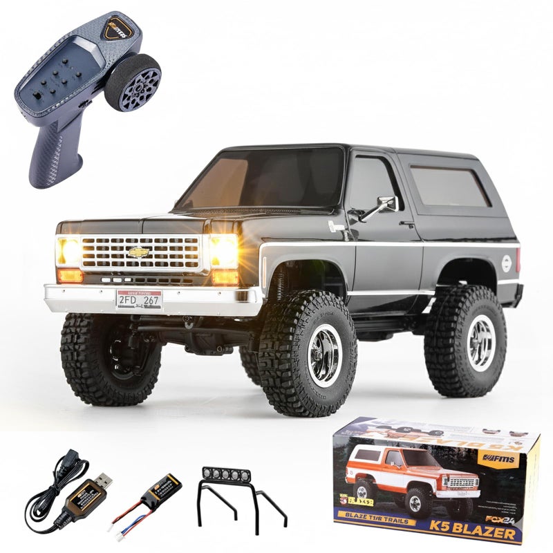 EAZYRC X FMS FCX24 124 Chevy K5 Blazer 1976s RC Rock Crawler 4x4 RTR Black with Lisense RC Truck 4WD 5Km 2Speed TransmissionRC Car for Gift - Image 3