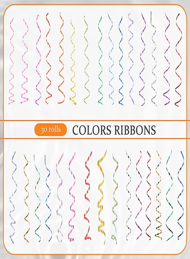 Chunm 30 Rolls Curling Ribbon Metallic Colorful Balloon String Shiny Gift String Roll Wrapping Ribbons for Wedding, Birthday, Party Decoration, Stylish Style - Image 3