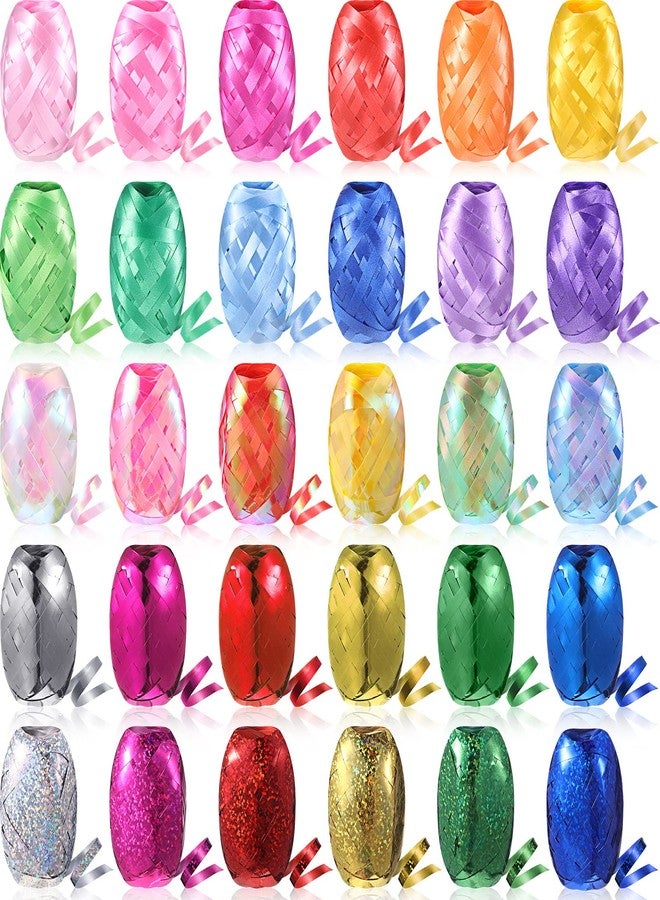 Chunm 30 Rolls Curling Ribbon Metallic Colorful Balloon String Shiny Gift String Roll Wrapping Ribbons for Wedding, Birthday, Party Decoration, Stylish Style - Image 1