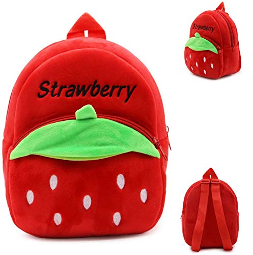 blue tree School Bag for Cute Kids for (2-5 Years), Nursery Soft Plush Red Strawberry Bag for toddlers, Mini Travel Picnic Backpack for Baby Boys and Girls - Image 2