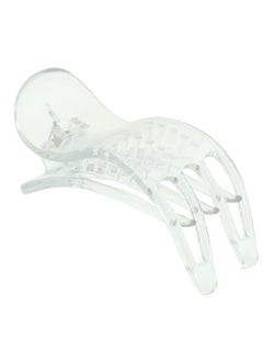 Parcelona French Simply Bear Paw Medium 3” Celluloid Acetate Side Slide In Jaw Yoga Fine Hair Claw Clip For Women And Girls (Clear)  - Image 1