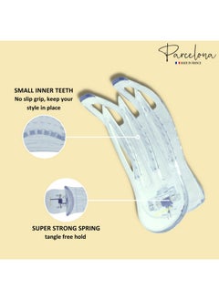 Parcelona French Simply Bear Paw Medium 3” Celluloid Acetate Side Slide In Jaw Yoga Fine Hair Claw Clip For Women And Girls (Clear)  - Image 4