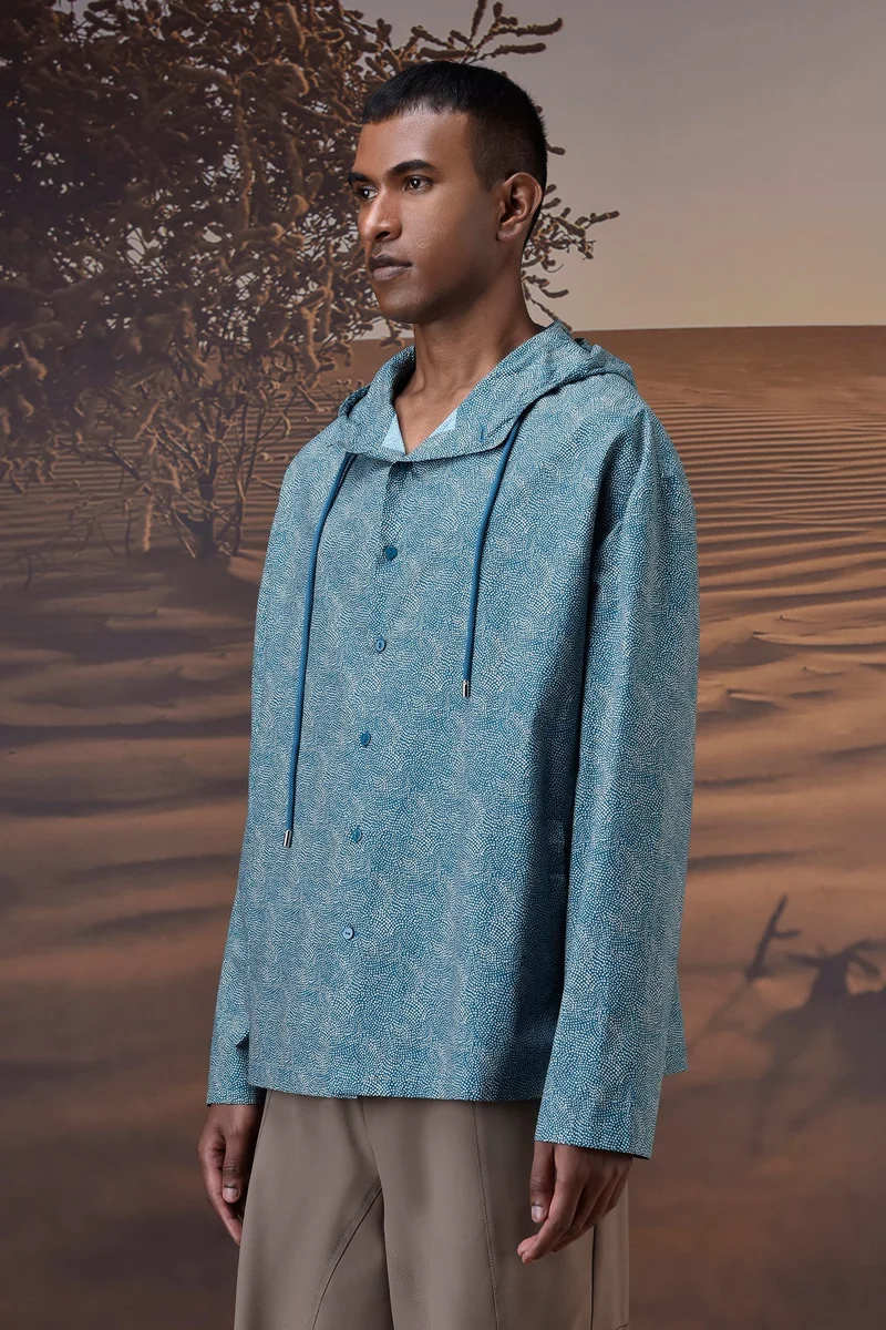 Genes Lecoanet Hemant Retro Blue Hooded Shirt