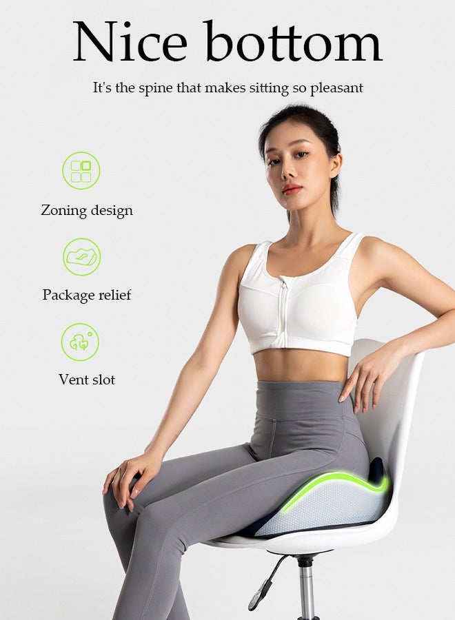 DUNISO Seat cushion, slow rebound memory cotton pad, office seat cushion, with breathable holes, shock absorption and pressure reduction, 45 * 36 * 13cm, suitable for office, household, car, airplane (grey) - Image 4