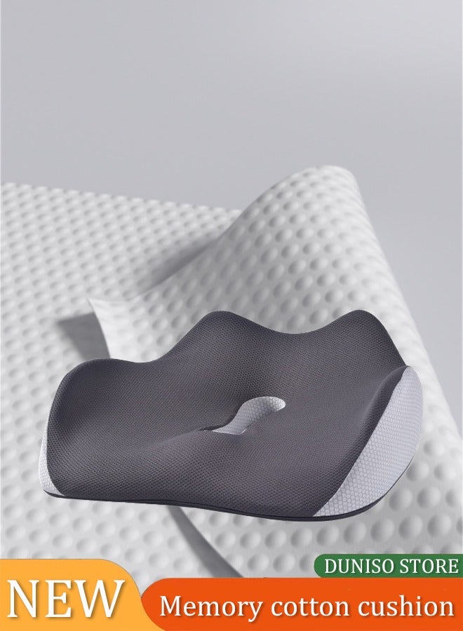DUNISO Seat cushion, slow rebound memory cotton pad, office seat cushion, with breathable holes, shock absorption and pressure reduction, 45 * 36 * 13cm, suitable for office, household, car, airplane (grey) - Image 3