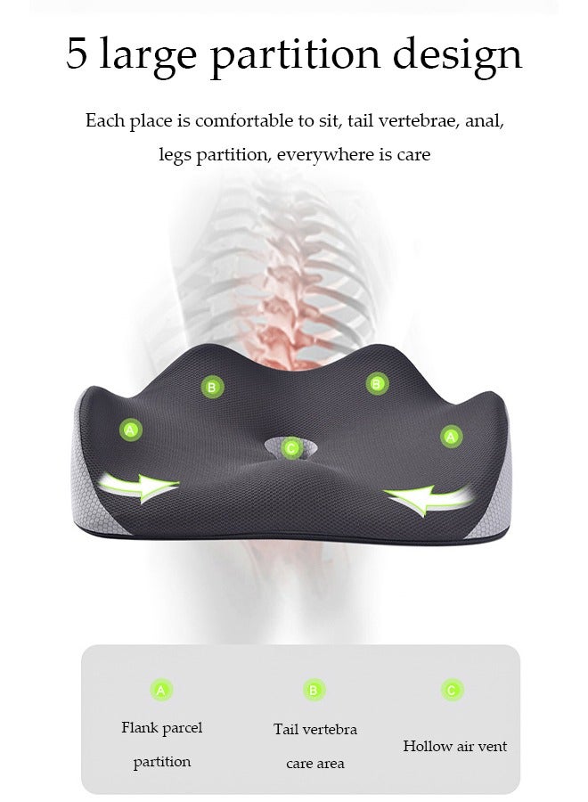 DUNISO Seat cushion, slow rebound memory cotton pad, office seat cushion, with breathable holes, shock absorption and pressure reduction, 45 * 36 * 13cm, suitable for office, household, car, airplane (grey) - Image 5