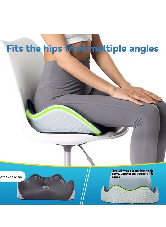 DUNISO Seat cushion, slow rebound memory cotton pad, office seat cushion, with breathable holes, shock absorption and pressure reduction, 45 * 36 * 13cm, suitable for office, household, car, airplane (grey) - Image 2