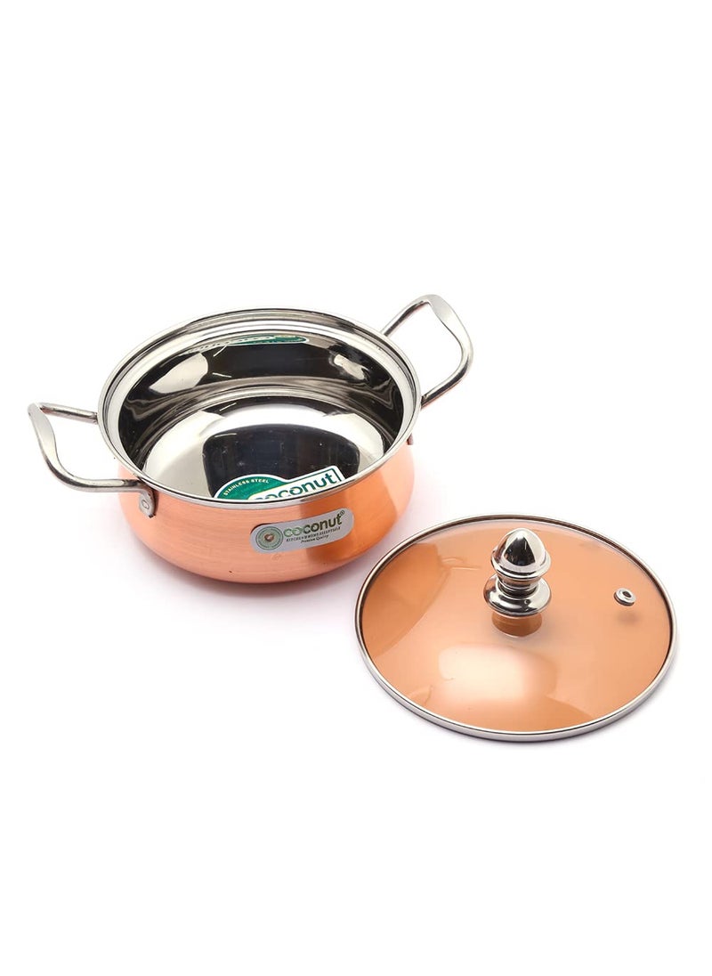 Coconut - Coconut Royale Copper with Glass Lid Handi/Cookware Set (Stainless Steel, Copper, 2 - Piece) - Image 1