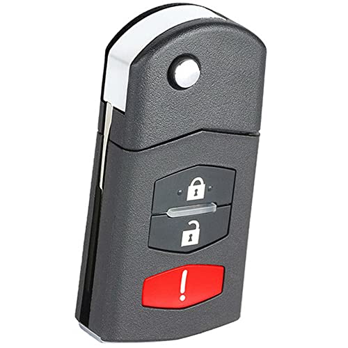 Keyecu Replace Flip Shell Remote Key Case Fob 3 Button For Mazda 3 5 6 RX8 CX5 CX7 CX9,(Empty Shells) - Image 1