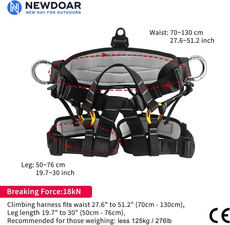 Newdoar Climbing Harness, Mountaineering Rock Climbing Harness, Half Body Harness for Rappelling Fire Rescuing Tree Climbing - Image 3