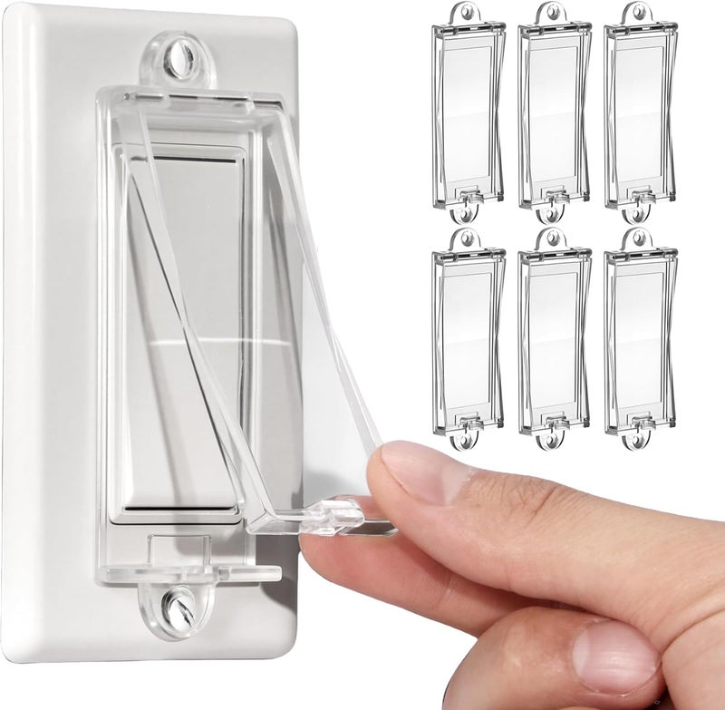 PSZEZNZ 6 Light Switch Guard Cover, Baby Proof Wall Switch Cover Guard for Rocker Light Switch Protects Your Lights or Circuits from Being Accidentally Turned On or Off (Clear) - Image 1
