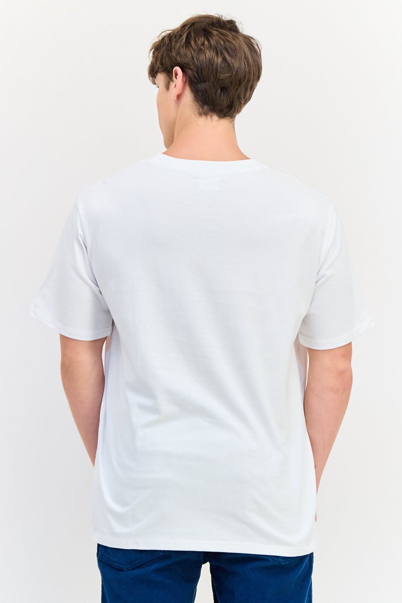 YOTO Men Crew Neck Short Sleeves Graphic Print T-Shirt, White - Image 2