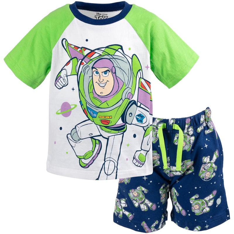Disney Pixar Toy Story Buzz Lightyear Toddler Boys T-Shirt French Terry Shorts White/Blue 3T - Image 1