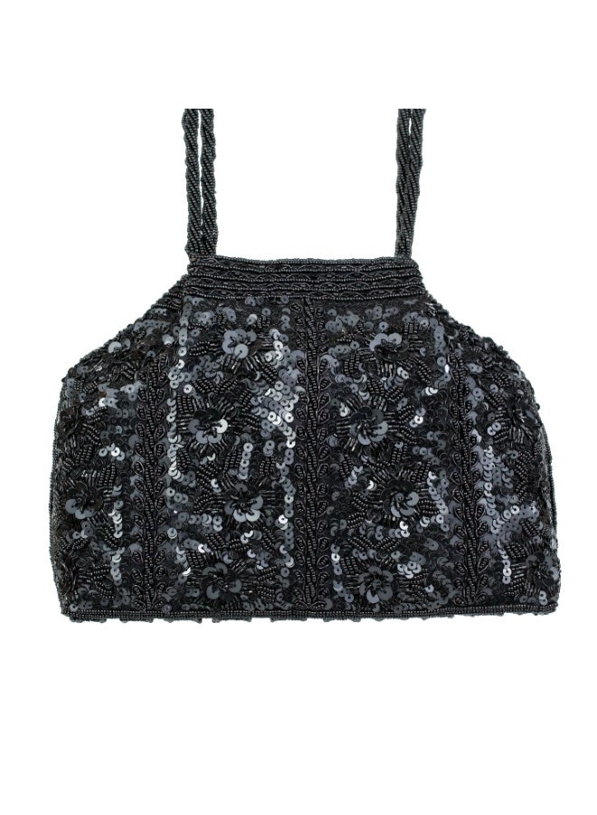 Dollar's Beaded Clutch Bag for Women RP05, Satin Luxury Handcrafted Beaded Handbag, Bridal Wedding Party Purse, Elegant Designer Formal Evening Bag, Formal Wear Accessory (Black) - Image 4