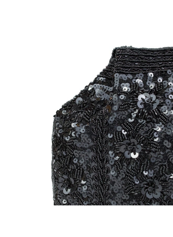 Dollar's Beaded Clutch Bag for Women RP05, Satin Luxury Handcrafted Beaded Handbag, Bridal Wedding Party Purse, Elegant Designer Formal Evening Bag, Formal Wear Accessory (Black) - Image 2