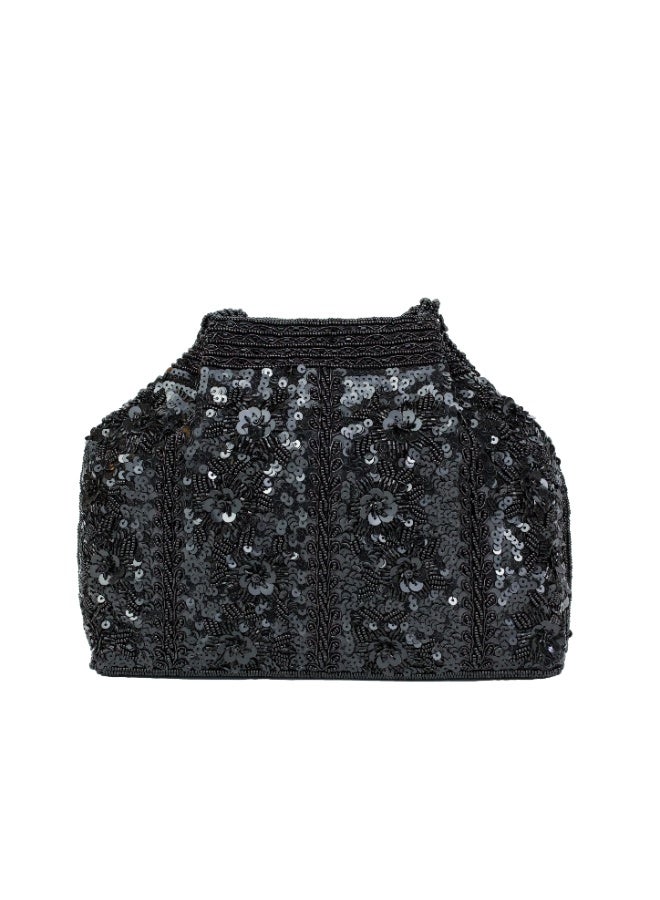 Dollar's Beaded Clutch Bag for Women RP05, Satin Luxury Handcrafted Beaded Handbag, Bridal Wedding Party Purse, Elegant Designer Formal Evening Bag, Formal Wear Accessory (Black) - Image 1
