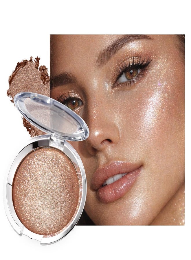 ecofavor Rose Highlighter Blush Makeup, Warm Shimmer Natural Blush Highlighte Palette, Soft Glow Rose Gold High-Pigment Face Highlight, Silky Cream Blendable Glitter Body Highlight Daily Makeup for Older Woman - Image 1