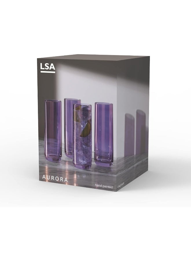 LSA International LSA الدولية L.S.A. LS 579387 زجاجة مشروب طويلة باهتة أرجوانية 420 مل مجموعة من 4 قطع - Image 5