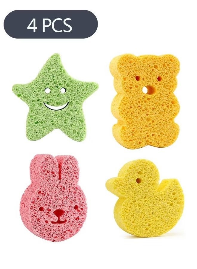 4-Piece Baby Bath Sponge, Toddler Foam Rub Shower Sponge, Soft Cotton Scrubber Bath Brush, Bath Foam Rub Shower Sponge for Toddler Infant Newborn - Image 1