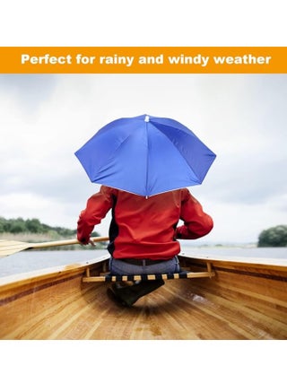 Umbrella Hat 65CM Sunscreen Windproof Hands Free Head Cap UV Protection Hats Mounted Top Folding for Fishing Beach Golf Sunshade Outdoor, Blue - view 3