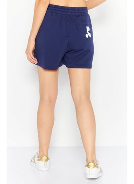 Esprit x Rest and Recreation Women Brand Logo Basic Short, Blue  - Image 3