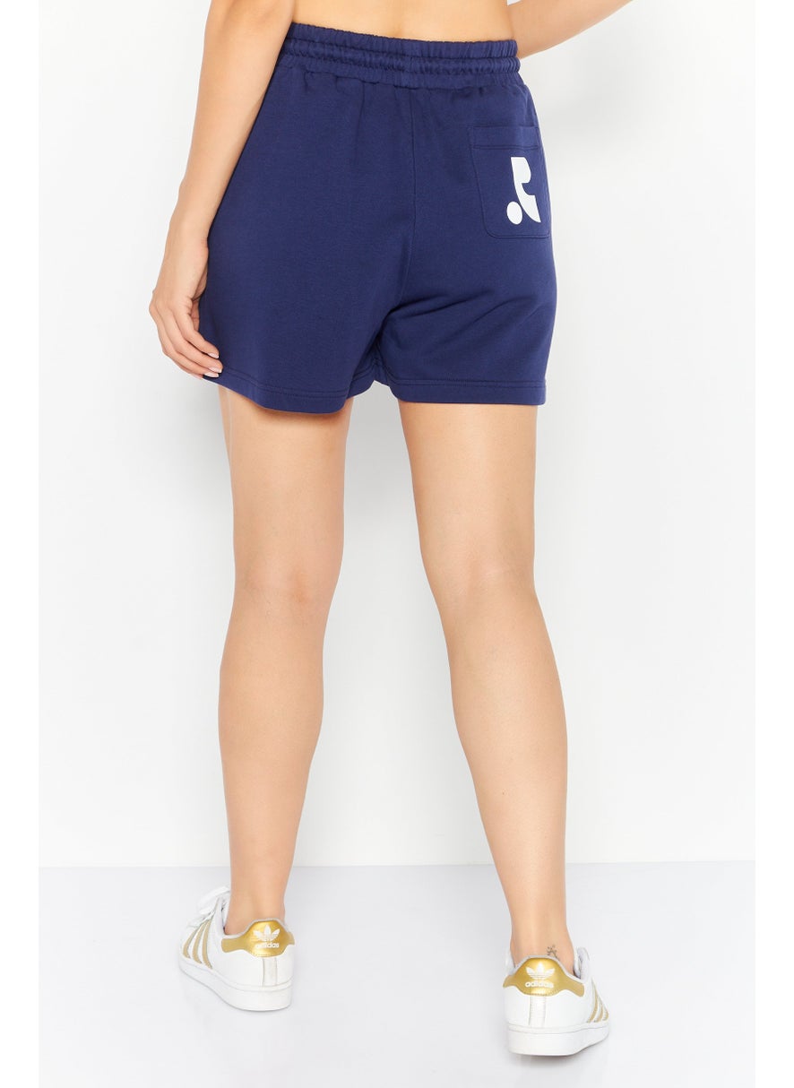 Esprit x Rest and Recreation Women Brand Logo Basic Short, Blue  - Image 3