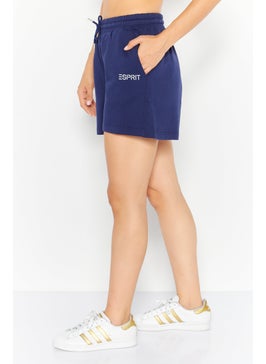 Esprit x Rest and Recreation Women Brand Logo Basic Short, Blue  - Image 4