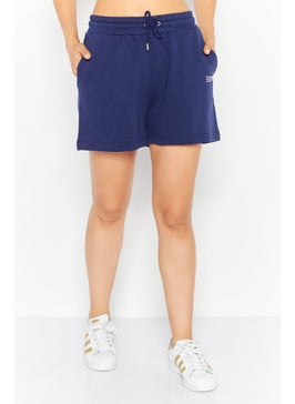 Esprit x Rest and Recreation Women Brand Logo Basic Short, Blue  - Image 1