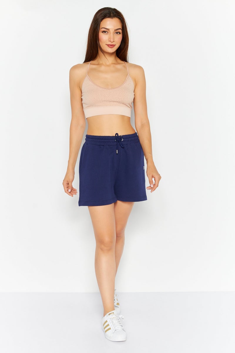 Esprit x Rest and Recreation Women Brand Logo Basic Shorts, Blue - Image 2