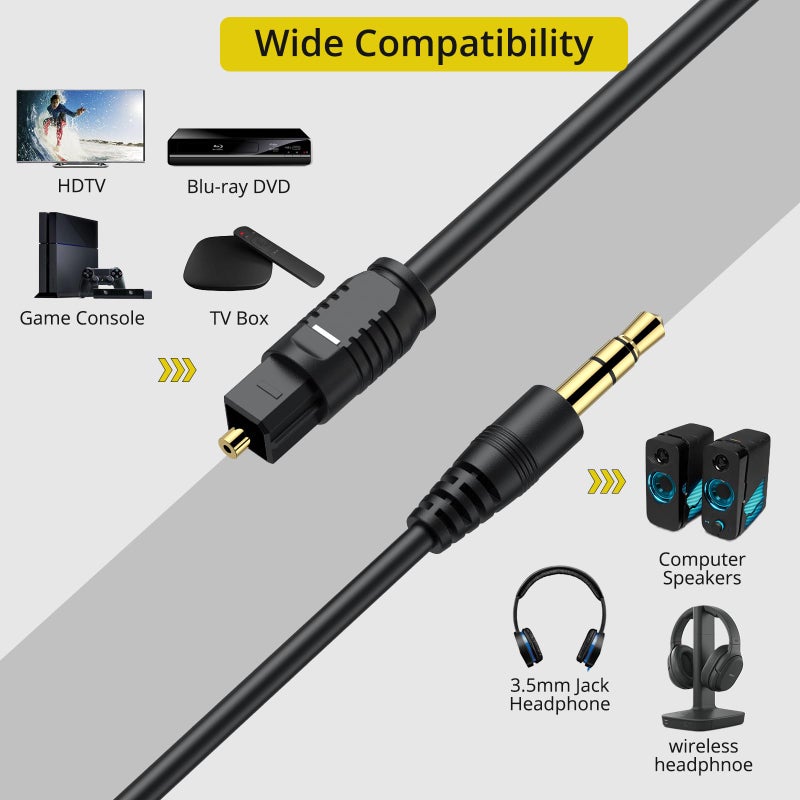 PROZOR 192kHz Digital to Analog Converter - DAC Digital Optical Toslink to 3.5mm Stereo Audio Adapter, SPDIF to 3.5mm Jack Amp for HD TV, Set top Box, DVD/Blu-Ray Players etc - Image 3