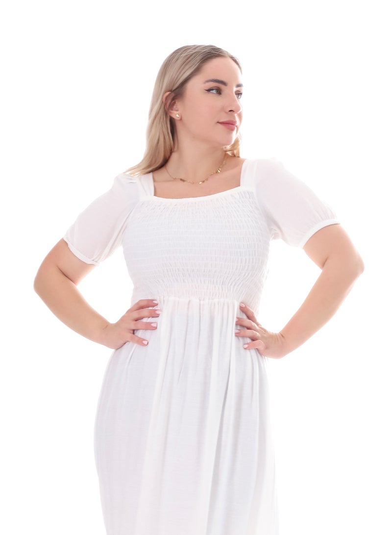 BEBO Women's long plain dress with short sleeves - Image 2