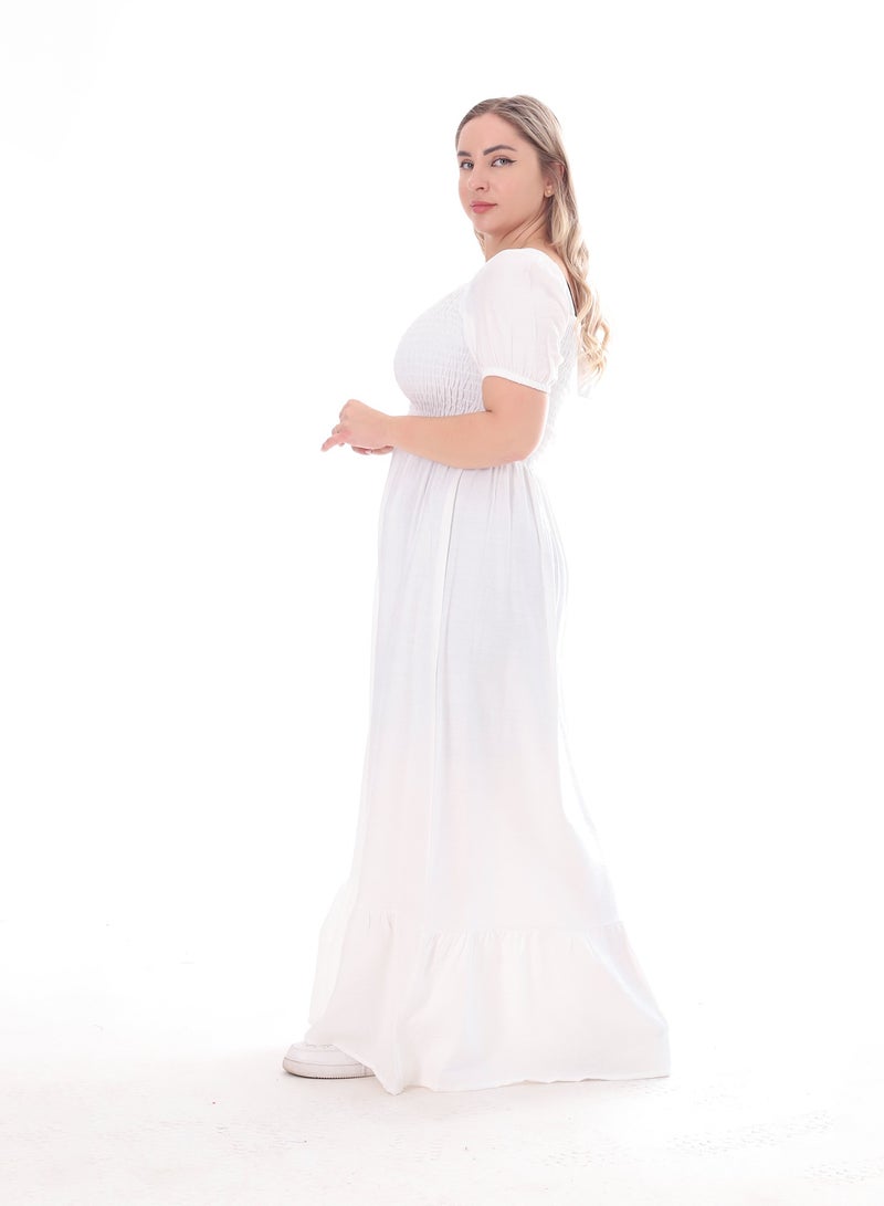 BEBO Women's long plain dress with short sleeves - Image 3