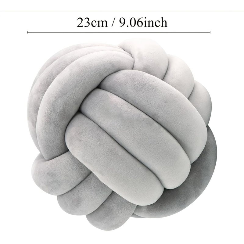 Beige Handmade Knot Ball Throw Pillow for Bedroom Sofa Decoration - Image 3