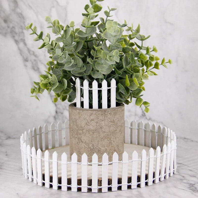 Prsildan 40 Inches Miniature Fairy Garden Fence, DIY Wood Picket Fence Mini Ornament for Dollhouse - Image 5