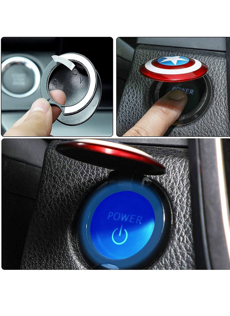 Car Engine Start Stop Button Cover, Captain America and Iron Man Decorative Ring Push Ignition Protective Universal Anti Scratch Stickers 2packs - Image 3
