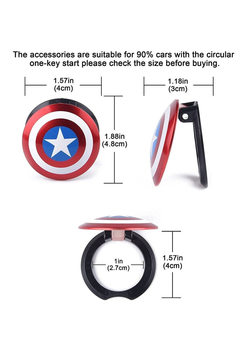 Car Engine Start Stop Button Cover, Captain America and Iron Man Decorative Ring Push Ignition Protective Universal Anti Scratch Stickers 2packs - Image 4