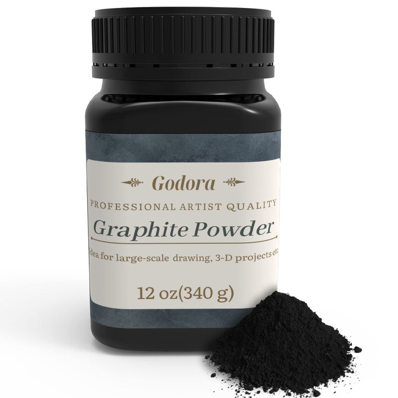 Godora 340 Gram Pure Graphite Powder - Amazing Artistic Powdered Graphite for Sketching, Etc - Professional Powdered, Easy Melt Color - Image 1
