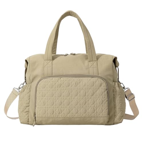 PALAY® Travel Bag for Woman Khaki Quilting Nylon Crossbody Gym Bag with Detachable Strap Large Capacity Multi-Pockets Duffle Bags for Travelling - Image 1