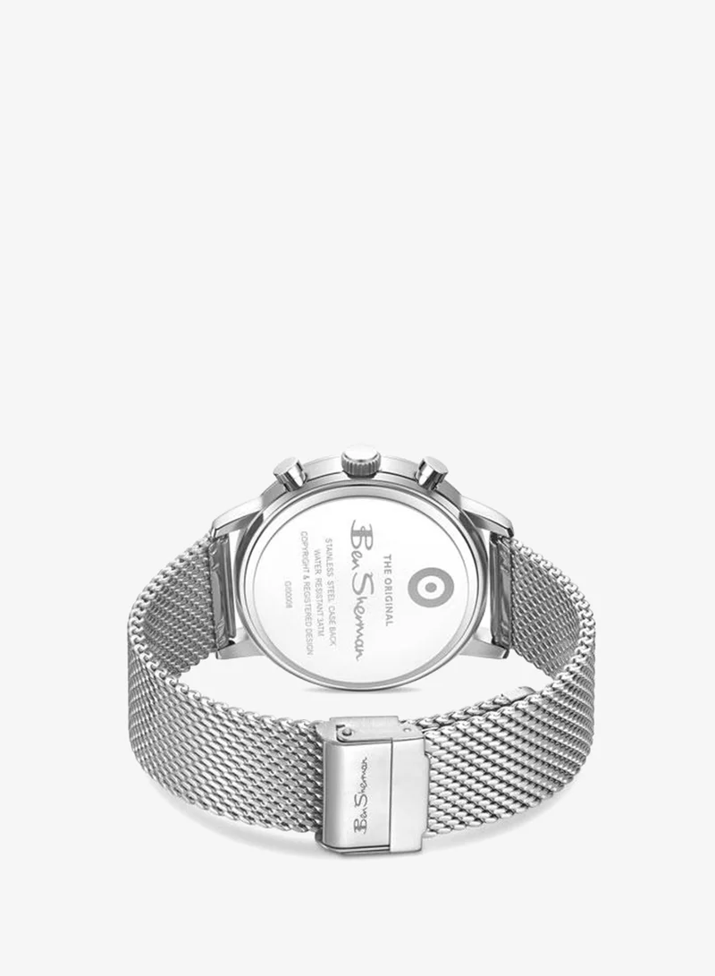 Ben Sherman silver Nottingham Green Dial Stainless Steel Bracelet Chronograph Watch for Men, 44mm for Men | Best Price UAE