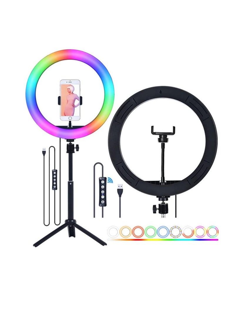 Mistaha RGB LED Selfie Ring Light with USB – Phone Clip Photographic Lighting for Photography, Video, and Makeup - Image 1