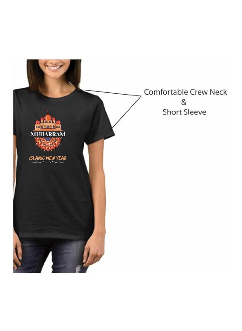 PRINTSHOP4ME - Islamic New Year Women's T-Shirt–Half Sleeve Round Neck Cotton Tshirt-Soft&Breathable Fabric Ideal For Daily Wear&Special Occasions - Image 1